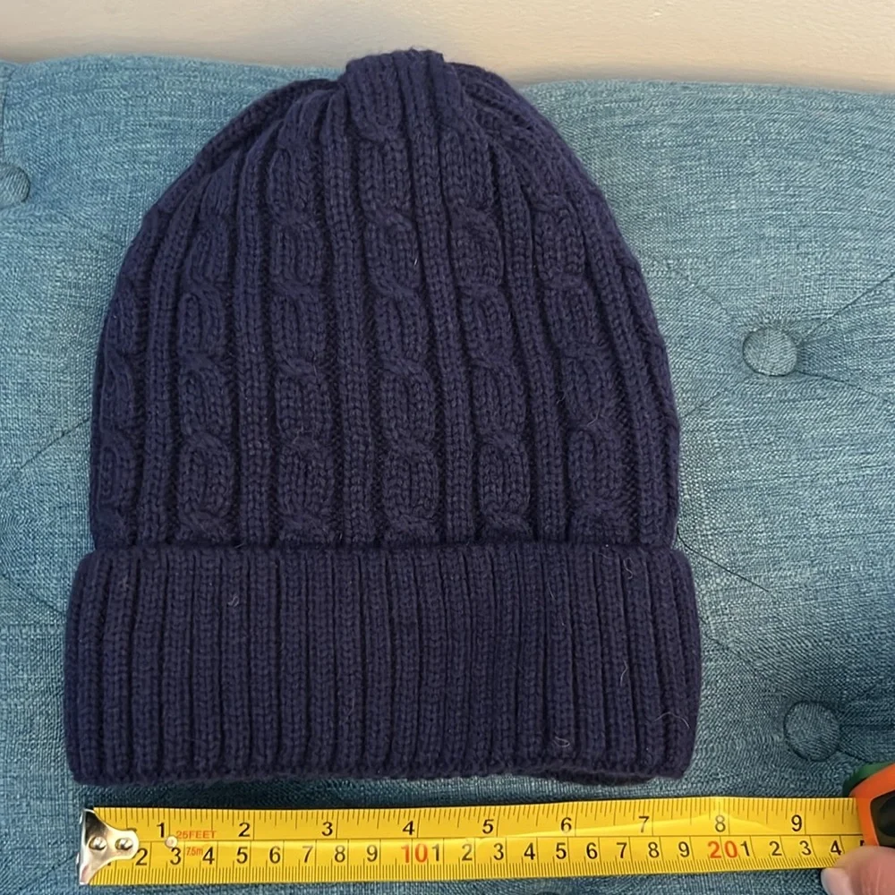 Dark Blue Cable Knit With Gray Fleece Interior-See Photos